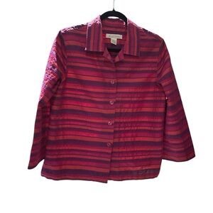Citron Women's Striped Button Down Shirt - Red and Purple